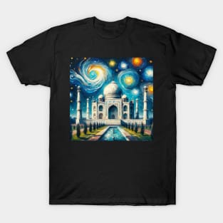 Taj Mahal India Starry Night - Beautiful Iconic Places T-Shirt